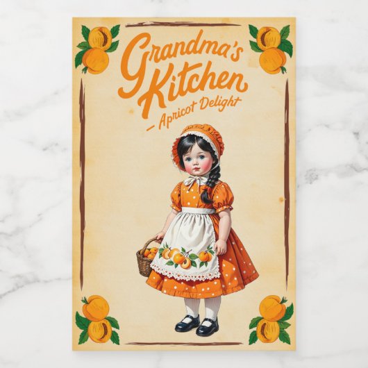 Oma's Kitchen Apricot Delight Vintag Lebensmitteletikett (Einzelnes Label)