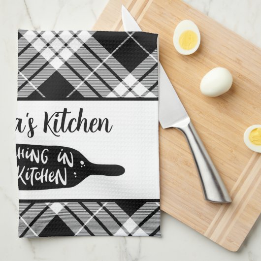 Oma's Kitchen Black and White Kariert Geschirrtuch (Viertel Falte)