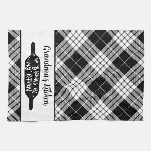 Oma's Kitchen Black and White Kariert Geschirrtuch (Horizontal)
