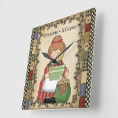 Oma's Kitchen Cartoon Wall Clock Quadratische Wanduhr (Winkel)