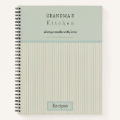 Oma's Kitchen Creme & Blassblau Streifen Rezept Notizblock (Vorderseite)