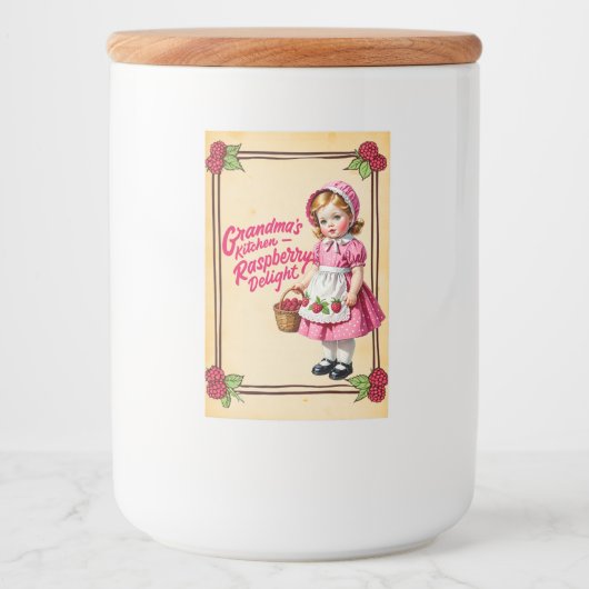 Oma's Kitchen Raspberry Delight Vintag Lebensmitteletikett (Vorderseite)