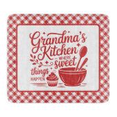 Oma's Kitchen Red White Checkered Kochen Schneidebrett (Vorderseite)