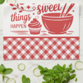 Oma's Kitchen Red White Kariert Cooking Geschirrtuch (Gefaltet)