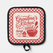 Oma's Kitchen Red White Kariert Cooking Topflappen (Vorderseite)