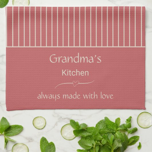 Oma's Kitchen Vintag Stripe anpassbar Geschirrtuch (Gefaltet)