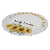 Oma's Kitchen Watercolor Sonnenblumen Bauernhof Schneidebrett (Ecke)