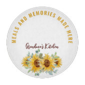 Oma's Kitchen Watercolor Sonnenblumen Bauernhof Schneidebrett (Vorderseite)