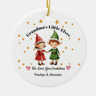 Omas kleine Elfen personalisierter Weihnachtsschmu Keramik Ornament