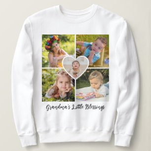 Omas kleine Segnungen Individueller 5-Foto-Collage Sweatshirt