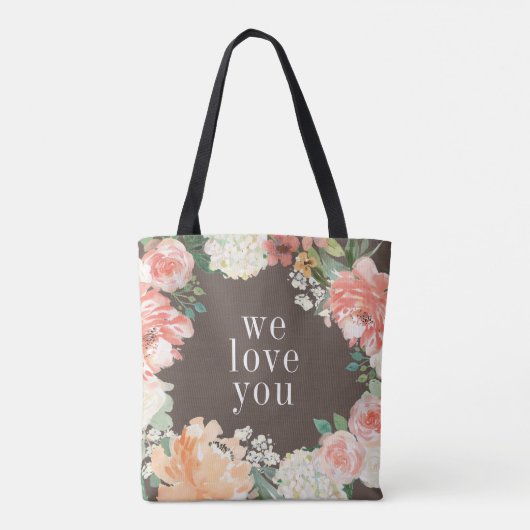 Oma's knackige Farbe Pfirsichfarben Flora Tasche (Rückseite)