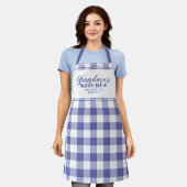 Omas Küche Benutzerdefiniertes Periwinkle Gingham Schürze (Getragen)