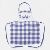 Omas Küche Benutzerdefiniertes Periwinkle Gingham Schürze (Vorderseite)