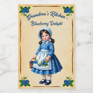 Omas Küche Blaubeer Delight Vintage Lebensmitteletikett