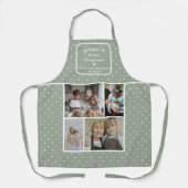 Omas Küche Immer Offen Salbeigrüne Punkte Foto Schürze (Vorderseite)