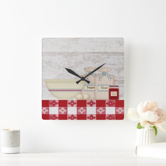 Oma's Küchenmauer Quadratische Wanduhr (Zuhause)