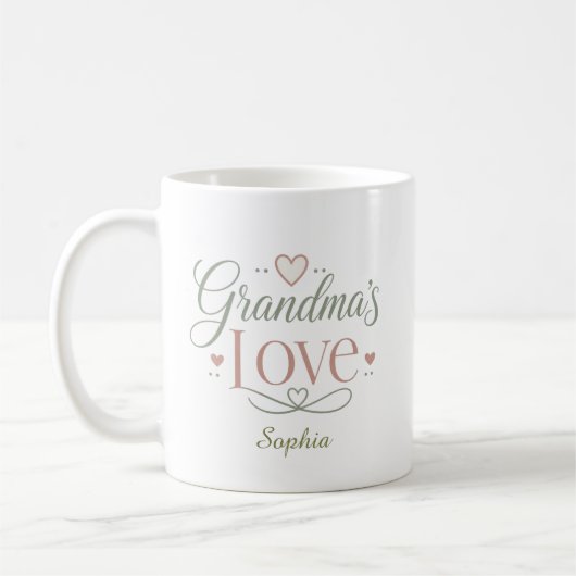 Omas Liebe Personalisiertes Namensgeschenk Kaffeetasse (Links)