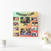 Oma's Liebe Square Wall Clock Quadratische Wanduhr (Zuhause)
