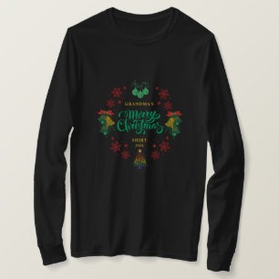 Omas personalisierbarer vintage Frohe Weihnachten T-Shirt