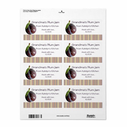 Oma's Plum Jam Jar Label (Anpassen) (Vorne)