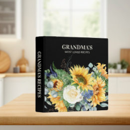 Oma's Rezept Kochbuch Gelbe Sonnenblumen Schwarz 2,5 Cm Ordner