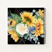 Oma's Rezept Kochbuch Gelbe Sonnenblumen Schwarz Notizblock (Rückseite)