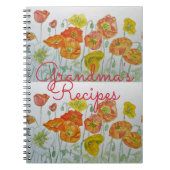 Oma's Rezepte rotes Mohn Wasserfarben-Notebook Notizblock (Vorderseite)