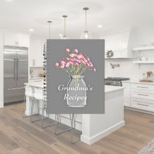 Omas Rezepte Wildblumen Mason Glas Pink Notizblock