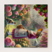 Omas Rosengarten Bunter Kater & Blumenszene Puzzle (Horizontal)