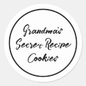 Oma's Secret Recipe Cookies Personalisiert Runder Aufkleber (Vorderseite)