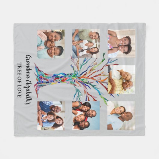 Oma's Seven Foto Collage Gray Fleecedecke (Vorderseite (Horizontal))