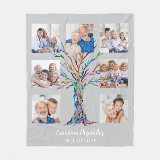 Oma's Seven Foto Collage Gray Fleecedecke (Vorderseite)