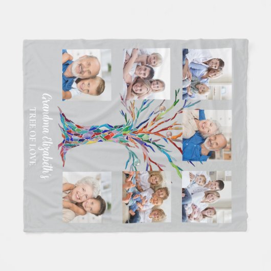 Oma's Seven Foto Collage Gray Fleecedecke (Vorderseite (Horizontal))