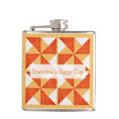 Oma's Sippy Cup Quilt Look Flachmann (Vorderseite)