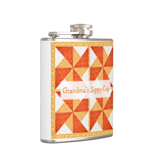 Oma's Sippy Cup Quilt Look Flachmann (Rechts)