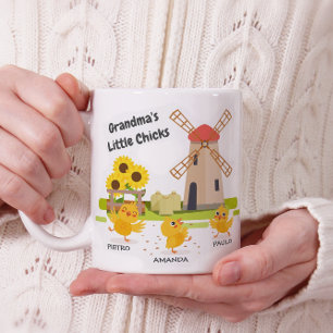 Oma's small chicks - 3 Küken individuelle Name Kaffeetasse