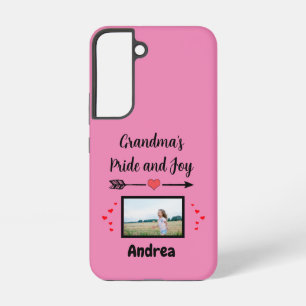 Omas Stolz und Freude mit Herzen Foto und Name Samsung Galaxy Hülle