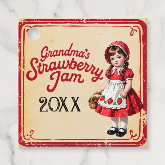 Oma's Strawberry Jam Vintag Gefälligkeitstags Geschenkanhänger (Vorderseite)