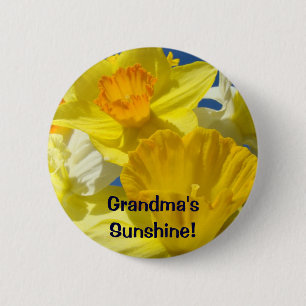 Oma's Sunshine! Knöpfe Gelbe Daffodil-Blume Button