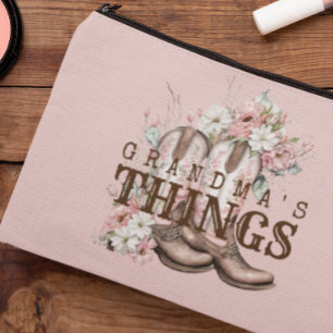 Oma's Things Western Cowboy Stiefel mit Blume Zubehörtasche