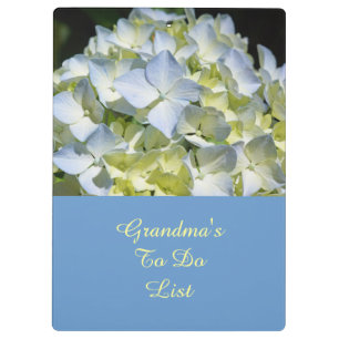 Oma's To Do-Liste Clipboard Blue Hydrangeas Klemmbrett