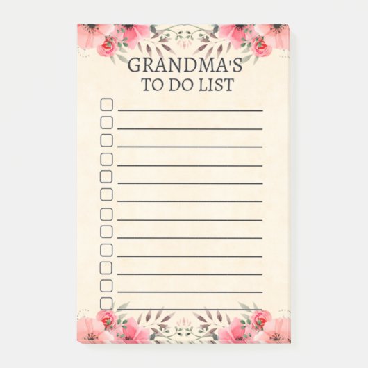 Oma's to List of Modern Floral Post-It Notes Klebezettel (Vorderseite)