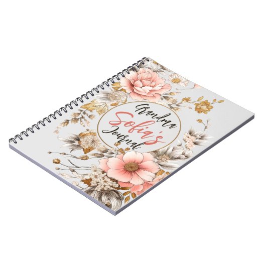 Oma's Vintage Blüte: Herzerwärmendes Notebook Notizblock (Linke Seite)