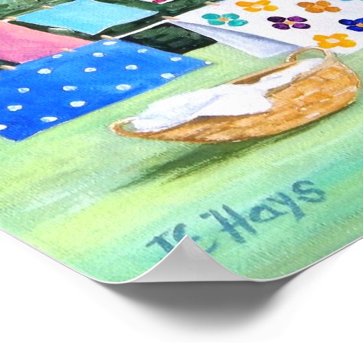 Oma's Washline mit Wäscheständer-Poster Poster (Ecke)