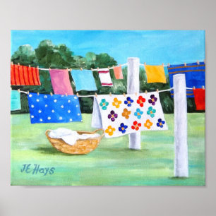 Oma's Washline mit Wäscheständer-Poster Poster