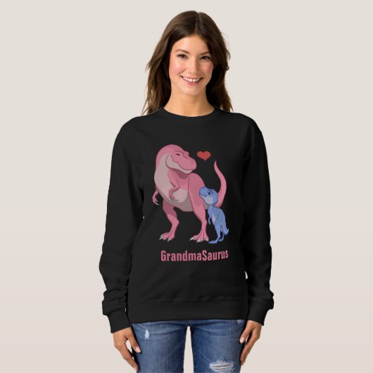 OmaSaurus Pink T-Rex & Blue Baby Boy Dinosaurier Sweatshirt (Vorne ganz)
