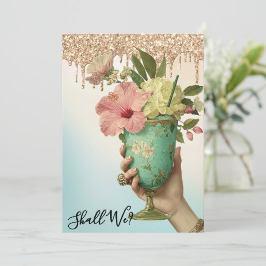 *~* Ombre 10A101 FOTO Cocktail BACHELORETTE Einladung (Stehend Vorderseite)