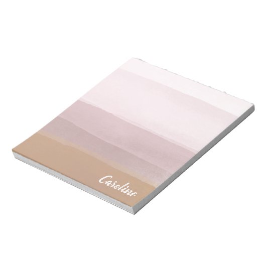 Ombre Abstrakte Wasserfarbstreifen in Dusty Lilac Notizblock (Rotiert)