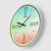Ombre Aqua, Green, Coral Große Wanduhr (Winkel)