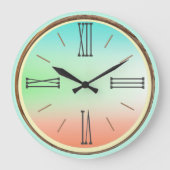 Ombre Aqua, Green, Coral Große Wanduhr (Vorderseite)